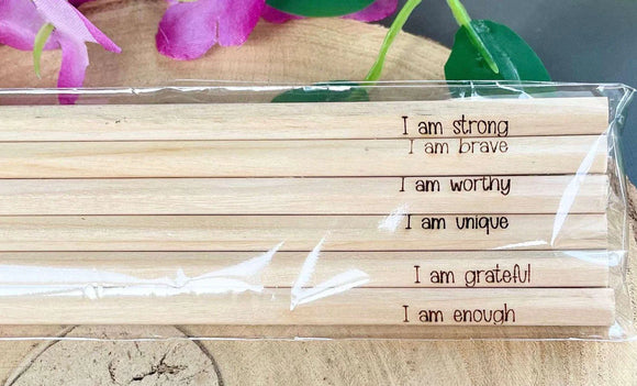 Natural Wood Affirmation Pencil Set