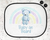 Personalised Car Sun Shade, Baby On Board Shade, Rainbow Bear Shade