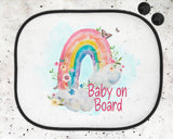 Personalised Car Sun Shade, Baby On Board Rainbow Shade, Rainbow Shade