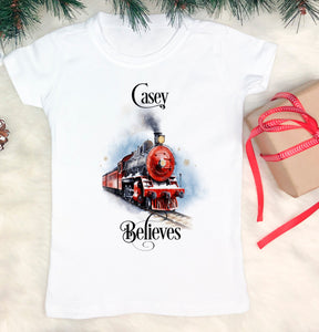Personalised Christmas Steam Train T-shirt