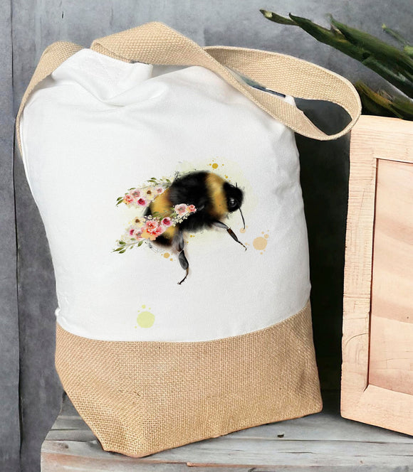 Personalised Floral Winged Bee Tote Bag