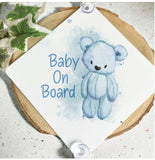 Personalised Bear Rainbow Baby On Board Car Sign