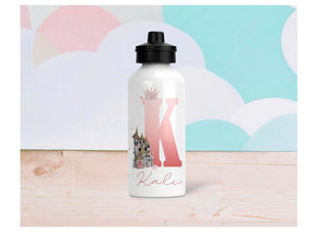 Personalised Children's Princess Alphabet Water Bottle, Princess Castle Water Bottle, Princess Gift