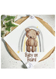 Personalised Car Sun Shade, Baby On Board Shade, Rainbow Bear Shade