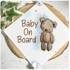 Personalised Bear Rainbow Baby On Board Car Sign