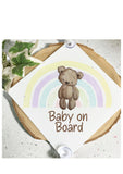 Personalised Car Sun Shade, Baby On Board Shade, Rainbow Bear Shade