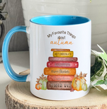Personalised autumn book stack mug