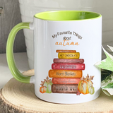 Personalised autumn book stack mug