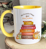 Personalised autumn book stack mug
