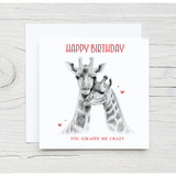 Sketchy Giraffe's Valentines Card, Birthday Card