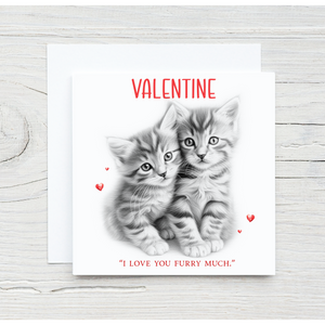 Sketchy Kittens Valentines Card, Birthday Card