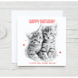 Sketchy Kittens Valentines Card, Birthday Card