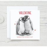 Sketchy Penguins Valentines Card, Birthday Card