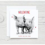 Sketchy Pigs Valentines Card, Birthday Card