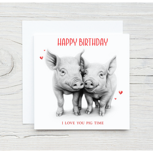 Sketchy Pigs Valentines Card, Birthday Card