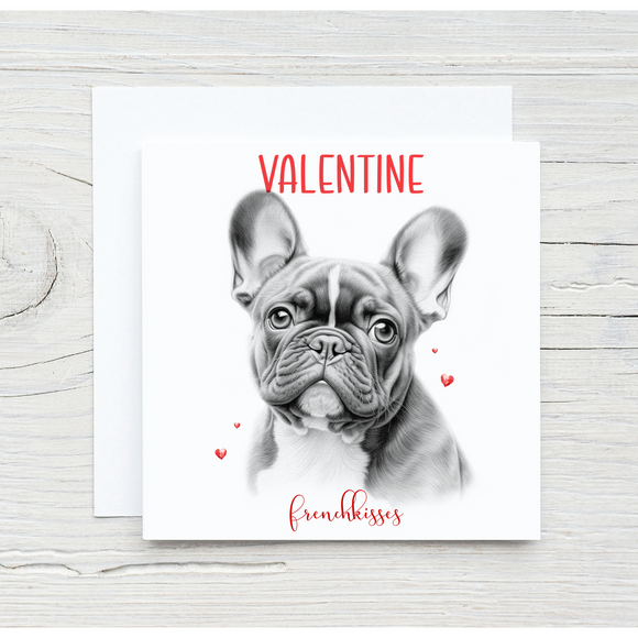 Sketchy French Bulldog Valentines Card, Birthday Card