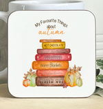 Personalised autumn book stack mug
