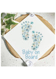 Personalised Car Sun Shade, Baby On Board, Floral Footprints Shade