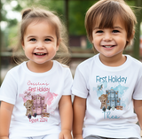 Personalised First Holiday T-Shirt, First Flight T-Shirt, First Time Flyer, Traveling Bear T-Shirt, Children's Travel T-Shirt (Copy)