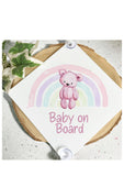 Personalised Car Sun Shade, Baby On Board Shade, Rainbow Bear Shade