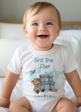 Personalised First Holiday T-Shirt, First Flight T-Shirt, First Time Flyer, Traveling Bear T-Shirt, Children's Travel T-Shirt