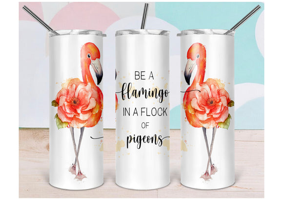 Personalised Flamingo Tall Skinny Tumbler, Inspirational Flamingo, Insulated Cup, Flamingo Gift