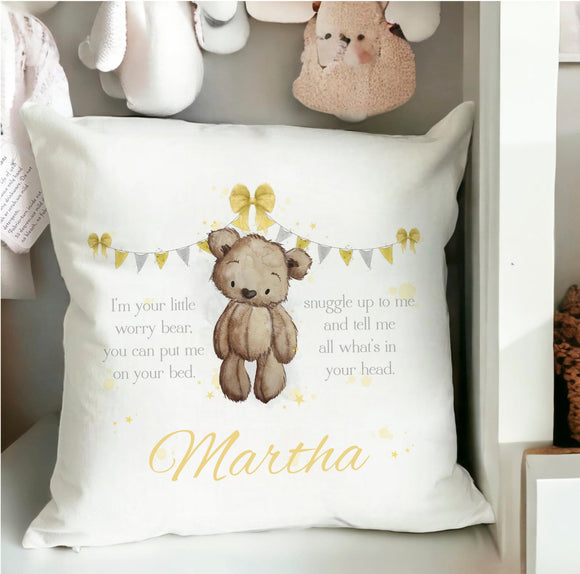 Baby Bear Birth Stats Cushion Gift