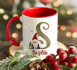 Christmas Gonk Gold Alphabet Mug
