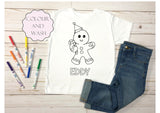Personalised Christmas Gingerbread Man Colour In Activity Kids T-Shirt, With Washable Pens, Stocking Filler, Xmas Eve Box