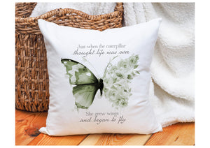 Green Floral Butterfly Cushion