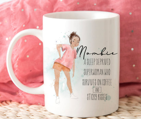 Personalised Mug, Tired Mum Mug, Mug & Coaster Gift Set, Mombie Gift