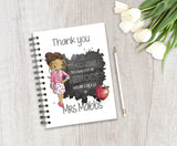Personalised Teacher Notebook Gift, Thank you gift