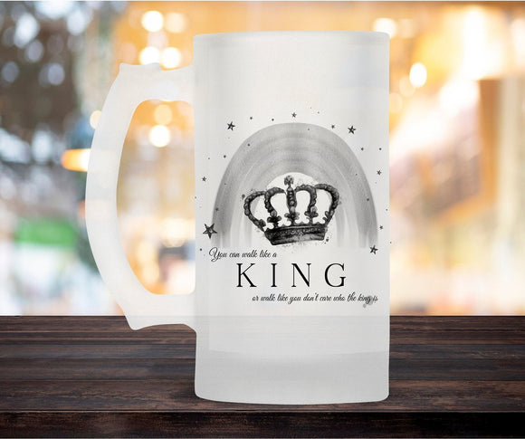 Personalised King Frosted Beer Stein, Fathers Day Gift