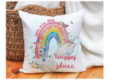 Personalised Rainbow Gift Cushion, Floral Butterfly Rainbow, Rainbow Cushion, Positivity Gift