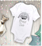 Personalised Baby Vest, Prince, Princess Crown And Rainbow Baby Vest