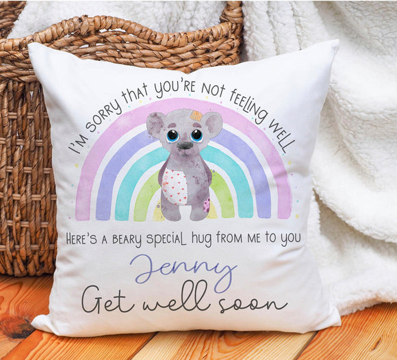 Personalised Get Well Soon Cushion Gift, Get Well Soon Gift