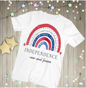 Personalised Childs Independence Rainbow T-Shirt