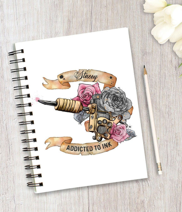 Personalised Tattoo Addicted To Ink Notebook, Stationary