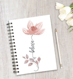 Personalised Positive Words Flower Notebook
