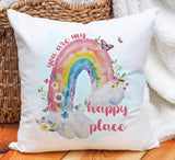 Personalised Rainbow Gift Cushion, Floral Butterfly Rainbow, Rainbow Cushion, Positivity Gift