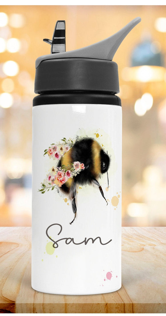 Bumble Bee With Floral Wings Water Bottle