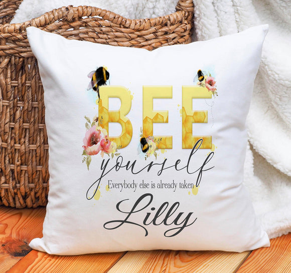 Personalised Bee Happy Cushion Gift