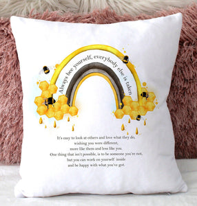 Bumble Bee Personalised Cushion Positivity Gift, Mental Health Gift