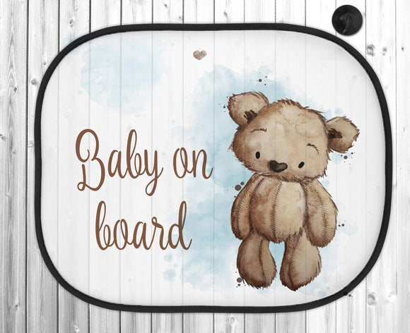 Personalised Car Sun Shade, Baby On Board Bear Shade, Bear Shade