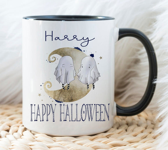 Personalised Halloween mug,  Moon Ghost Mug, Trick Or Treat Mug , Halloween Gift