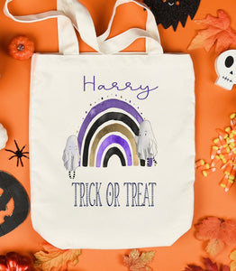 Personalised Trick Or Treat Bag, Halloween Treat bag, Halloween Ghost Bag, Childs Tote