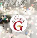 Reindeer Initial Christmas Ceramic Bauble