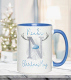 Reindeer Initial Christmas Ceramic Bauble