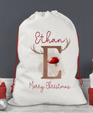 Reindeer Initial Christmas Sack