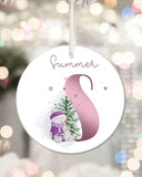 Christmas Snowman Initial Ceramic Bauble